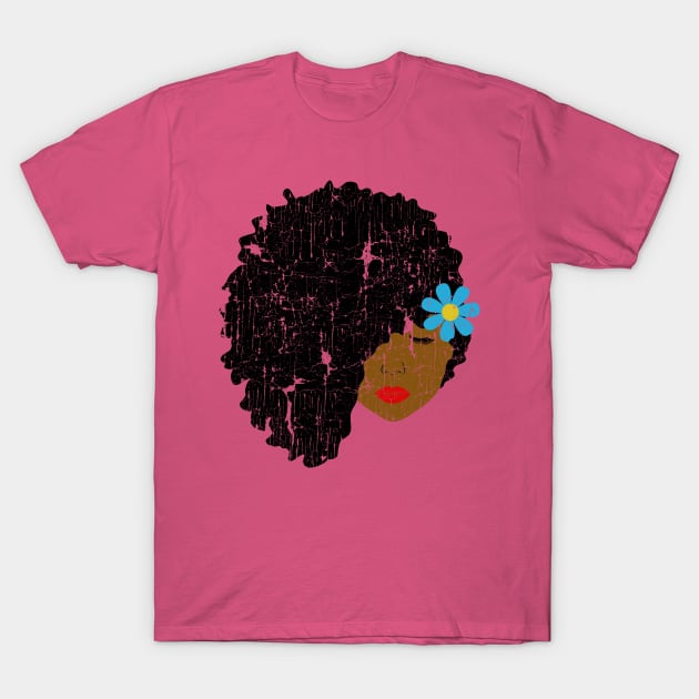 Vintage Side Puff Afro Girl T-Shirt by blackartmattersshop